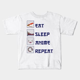 Eat sleep anime repeat Kids T-Shirt